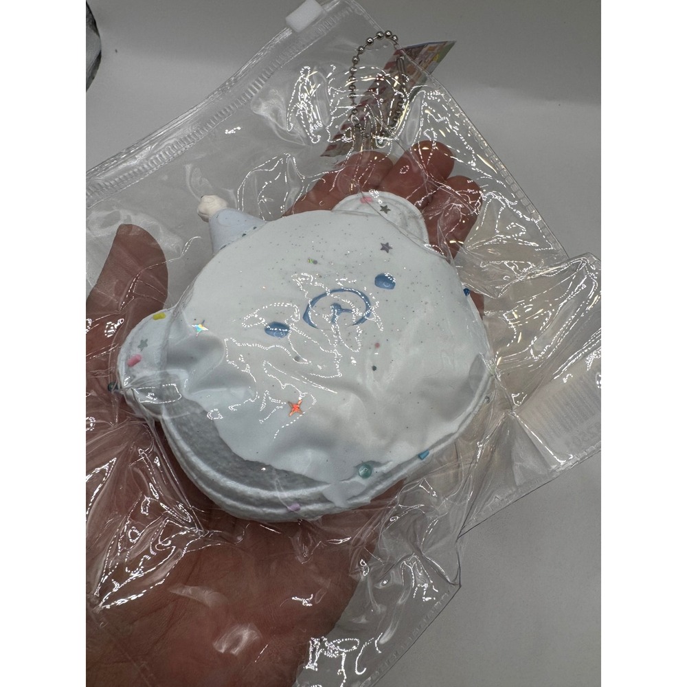 Kawaii Taba Squishy Bear Macaron Glitter Keychain Blue Star Slow Rising Toy